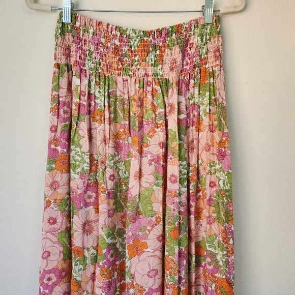 Revolve House of Harlow 1960 Button Front Maxi Floral Skirt S Tassel Hi-Low,Boho - Picture 11 of 16